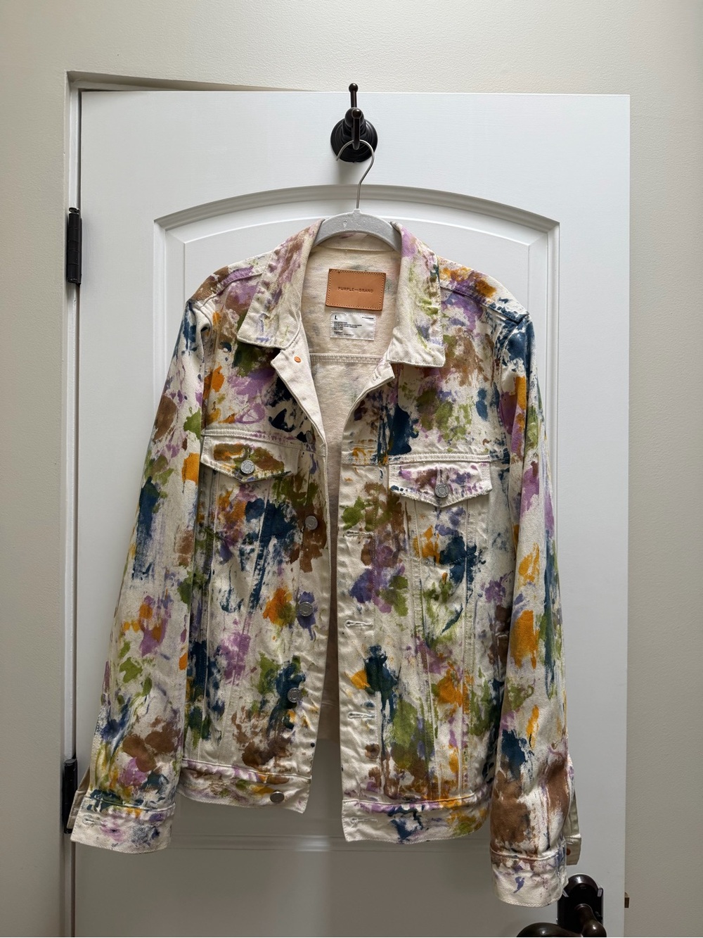 Purple Brand Paint Splatter Denim Trucker Jacket Multicolor Size L